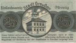 Greußen - Stadt - 1.12.1920 - 25 Pfennig