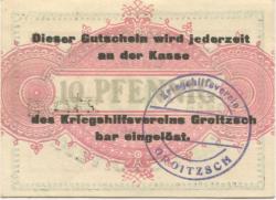 Groitzsch - Kriegshilfsverein - -- - 10 Pfennig
