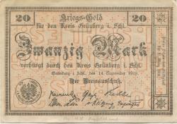 Grünberg (heute: PL-Zielona Gora) - Kreis - 14.11.1918 - 31.3.1919 - 20 Mark