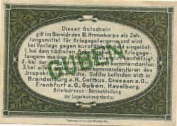 Guben - Inspektion der Kriegsgefangenenlager im Bereich des III.Armeekorps - 1.10.1917 - 5 Mark