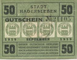 Hadersleben (heute: DK-Haderslev) - September 1919 - 50 Pfennig 