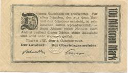 Hagen - Stadt und Kreis - 1.10.1923 - 100 Millionen Mark 