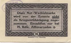Hamburg - Käse, H., Alsterarcaden 9 - - 1.1.1921 - 25 Pfennig 