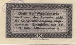 Hamburg - Käse, H., Alsterarcaden 9 - - 1.1.1921 - 25 Pfennig