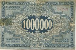 Hannover - Landesbank der Provinz - 9.8.1923 - 1 Million Mark