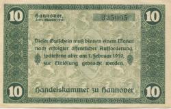 Hannover - Handelskammer - 1.10.1918 - 1.2.1919 - 10 Mark