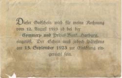 Harburg - Niemeyer, Georg, Metall, Stahl- und Eisenwerke - 10.8.1923 - 15.9.1923 - 100000 Mark 