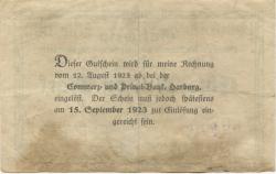 Harburg - Niemeyer, Georg, Metall, Stahl- und Eisenwerke - 10.8.1923 - 15.9.1923 - 1 Million Mark 