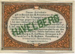 Havelberg - Inspektion der Kriegsgefangenenlager im Bereich des III.Armeekorps - 1.10.1917 - 10 Mark