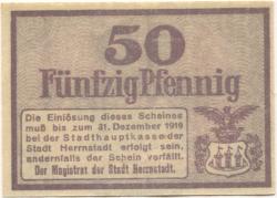 Herrnstadt (heute: PL-Wasosz) - Stadt - - 31.12.1919 - 50 Pfennig