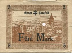 Hersfeld - Stadt - 4.11.1918 - 31.1.1919 - 5 Mark