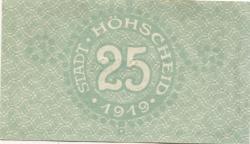 Höhscheid (heute: Solingen) - Stadt - 1.10.1919 - 25 Pfennig 