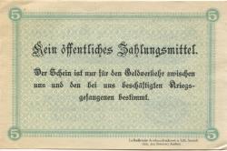 Hoerde (heute Dortmund) - Phoenix AG für Bergbau und Hüttenbetrieb, Kriegsgefangenen-Abteilung - -- - 5 Mark