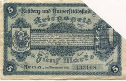 Jena - Stadt - November 1918 - 1.2.1919 - 5 Mark 