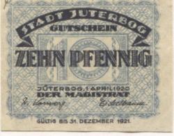 Jüterbog - Stadt - 1.4.1920 - 31.12.1921 - 10 Pfennig 