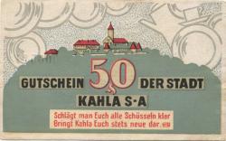 Kahla - Stadt - 15.8.1921 - 31.12.1921 - 50 Pfennig 
