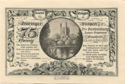 Kahla - Ohage, Georg, Leuchtenburg-Wirtschaft - 15.6.1921 - 31.12.1921 - 75 Pfennig
