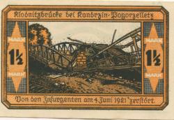 Kandrzin-Pogorzelletz (heute: PL-Kedrzierzyn) - Gemeinde - 6.6.1921 - 1 1/2 Mark 