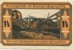 Kandrzin-Pogorzelletz (heute: PL-Kedrzierzyn) - Gemeinde - 6.6.1921 - 1 1/2 Mark