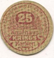 Karken (heute: Heinsberg) - Krings, Kaufhaus - - 1.1.1922 - 25 Pfennig