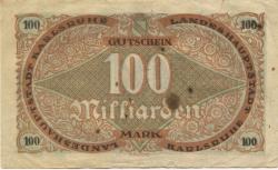 Karlsruhe - Stadt - November 1923 - 100 Milliarden Mark
