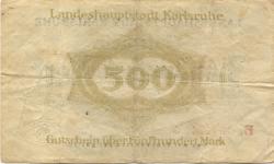 Karlsruhe - Stadt - 21.9.1922 - 500 Mark