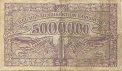 Karlsruhe - Reichsbahndirektion - 10.8.1923 - 5 Millionen Mark