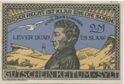 Keitum (heute: Sylt) - Gemeinde - 15.4.1920 - 2 Mark