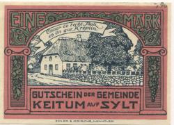 Keitum (heute: Sylt) - Gemeinde - - 31.10.1921 - 1 Mark 
