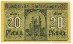 Kempen - Stadt - 9.3.1920 - 20 Pfennig