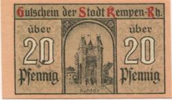 Kempen - Stadt - 9.3.1920 - 20 Pfennig