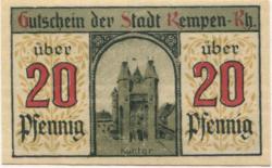 Kempen - Stadt - 9.3.1920 - 20 Pfennig