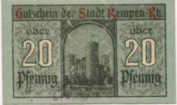 Kempen - Stadt - 9.3.1920 - 20 Pfennig 