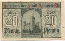 Kempen - Stadt - 9.3.1920 - 20 Pfennig
