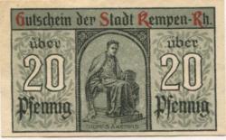 Kempen - Stadt - 9.3.1920 - 20 Pfennig