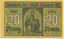 Kempen - Stadt - 9.3.1920 - 20 Pfennig