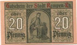 Kempen - Stadt - 9.3.1920 - 20 Pfennig
