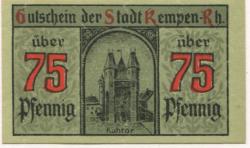 Kempen - Stadt - 9.3.1920 - 75 Pfennig