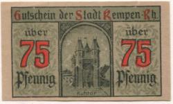 Kempen - Stadt - 9.3.1920 - 75 Pfennig