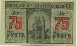 Kempen - Stadt - 9.3.1920 - 75 Pfennig