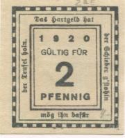 Kitzingen - Städtische Sparkasse - 1920 - 2 Pfennig 