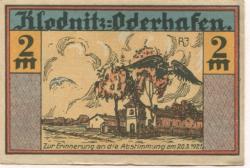 Klodnitz-Oderhafen (heute: PL-Kedzierzyn-Kozle) - Gemeinde - 1.7.1921 - 2 Mark 