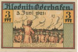 Klodnitz-Oderhafen (heute: PL-Kedzierzyn-Kozle) - Gemeinde - 1.7.1921 - 3 Mark 