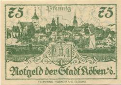 Köben (heute: PL-Rudnia) - Stadt - 24.12.1920 - 75 Pfennig
