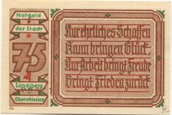 Landsberg (heute: PL-Gorzów Slaski) - Stadt - 20.3.1921 - 1.3.1922 - 75 Pfennig