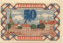 Landsberg (heute: PL-Gorzów Slaski) - Stadt - 24.5. 1921 - 1.3.1922 - 50 Pfennig