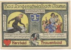 Langenschwalbach (heute: Schwalbach (Bad)) - Stadt - 1.12.1920 - 31.3.1922 - 1 Mark