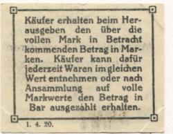 Lassan und Zinnowitz - Duden, Carl, Manufaktur- und Modewaren - 1.4.1920 - 1 Pfennig