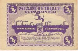 Lehrte - Stadt - 1.11.1921 - 5 Pfennig