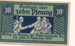 Limbach (heute: Limbach-Oberfrohna) - Stadt - - 31.12.1919 - 10 Pfennig 
